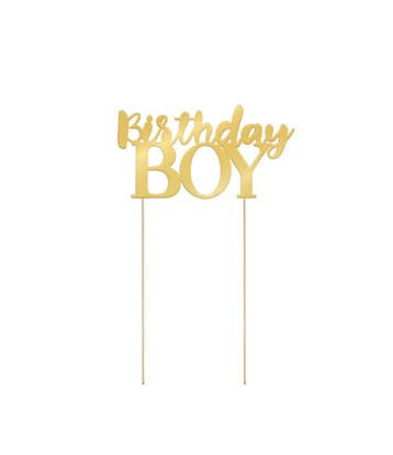 Taart Topper Birthday Boy Gold, Ophalen of Verzenden, Nieuw