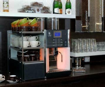 WMF Presto met twee molens , topping cacao en verlichting, Verzenden, Espresso apparaat, 10 kopjes of meer, Koffiebonen