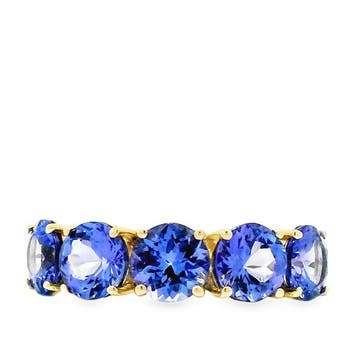 Ring - 14 karaat Geel goud - 3.86ct. tw. Tanzaniet, Nieuw