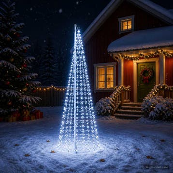 vidaXL Kerstboomverlichting met grondpen en vlaggenmast 300, Verzenden, Nieuw