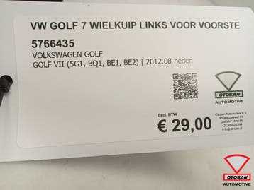 VW Golf 7 Wielkuip Modderkuip Links Voor Voorste Deel Nieuw, Ophalen, Gebruikt, Links, Volkswagen