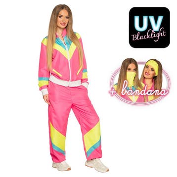 Neon Trainingspak Dames Roze, Verzenden, Nieuw, Feestartikel