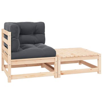 vidaXL 2-delige Loungeset met kussens massief grenenhout, Verzenden, Nieuw, Loungeset
