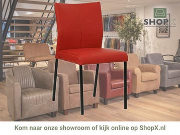 Leren eetkamerstoel Basic - Toledo Ducati (rood) - Poten, Nieuw, Leer, Ophalen of Verzenden, Rood