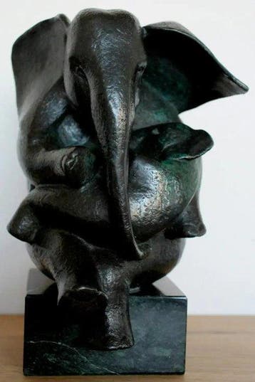 Miep Maarse (1945) - Beeld, Olifant - 24 cm - Gepatineerd