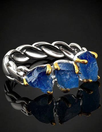 Blauwe Saffier Ring - 925 Sterling Zilver - Natuurlijke ruwe
