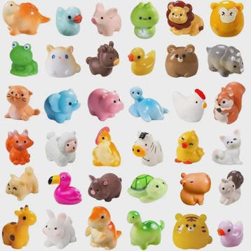 Set van 40 Miniatuur Resin Dierenfiguren - Sprookjestuin & K
