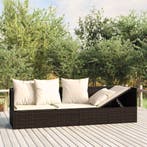 vidaXL Loungebed met kussens poly rattan bruin, Tuin en Terras, Verzenden, Nieuw