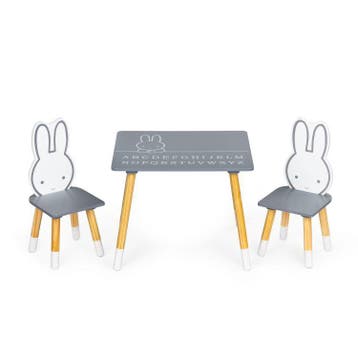 Konijn kindertafel met 2 stoeltjes grijs, Ophalen of Verzenden, Nieuw