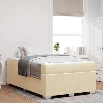 vidaXL Bedframe met matras Crème 120 x 190 cm Stof, Verzenden, Nieuw, Crème, Stof