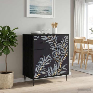 vidaXL Ladekast DOKKUM Blauw varenmotief 66 x 36,5 x 76 cm, Verzenden, Nieuw