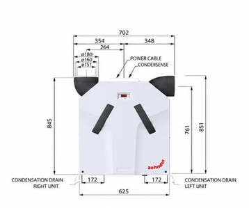 Zehnder ComfoAir Standard 300 WTW (WHR 930)Links 300m³/h, Ophalen, Nieuw