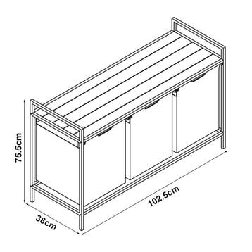 [en.casa] Wasmand Saltvik met 3 zakken 75,5x102,5x38 cm zwar, Huis en Inrichting, Verzenden, Nieuw