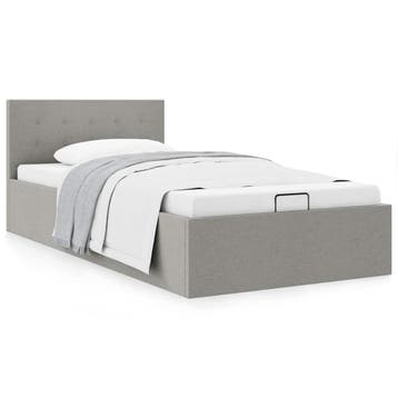 vidaXL Bedframe met hydraulische opslag stof lichtgrijs, 100 cm, Eenpersoons, Verzenden, Nieuw