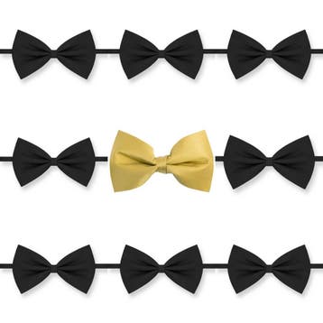 Set met 1 gouden en 8 zwarte vlinderdassen, Verzenden, Zwart, Nieuw, Accessoires