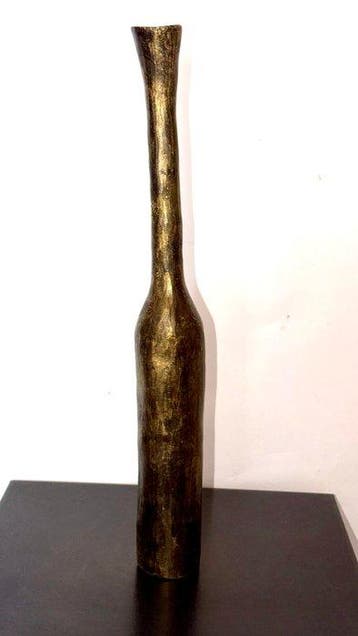 Abdoulaye Derme - sculptuur, Bouteille en Bronze patiné doré