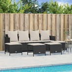 vidaXL 5-delige Loungeset met kussens poly rattan zwart, Verzenden, Nieuw, Rotan, Loungeset