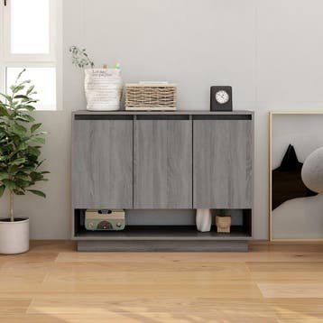 vidaXL Dressoir 97x31x75 cm bewerkt hout grijs sonoma, Verzenden, Nieuw, 50 tot 100 cm, 25 tot 50 cm