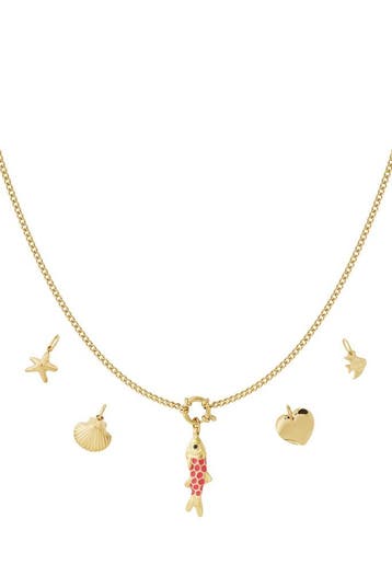 Goudlief Vis diy ketting (Hangerkettingen, Kettingen), Verzenden, Nieuw, Zilver, Overige materialen