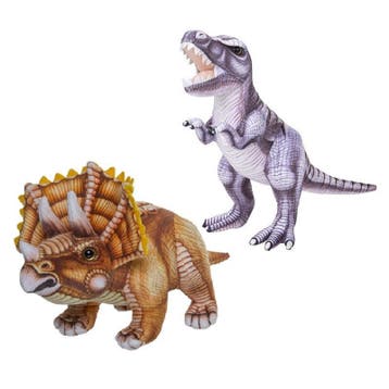 Pluche dino knuffels set - T-Rex en Triceratops - 30 cm, Verzenden, Nieuw