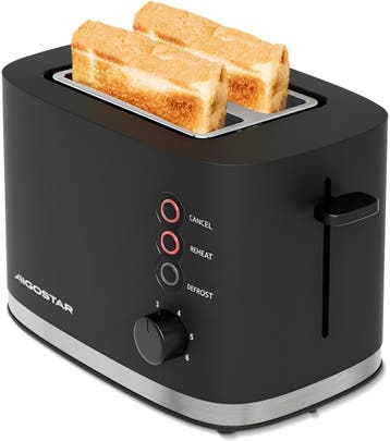 Broodrooster - Toaster - 2 sleuven - 800W - Zwart, Verzenden, Zo goed als nieuw