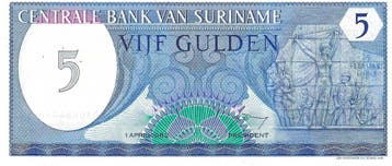 Bankbiljet Suriname 5 gulden 1982 UNC, Postzegels en Munten, Bankbiljetten | Nederland, Verzenden