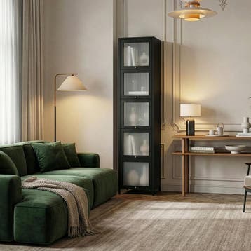 Vitrinekast Ostersund 174x40x35 cm zwart [en.casa], Huis en Inrichting, Kasten | Vitrinekasten, Verzenden, Nieuw