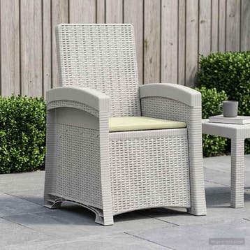 vidaXL Ligstoel in rietenlook Wit en crèmekleurig PP, Tuin en Terras, Tuinstoelen, Verzenden, Nieuw