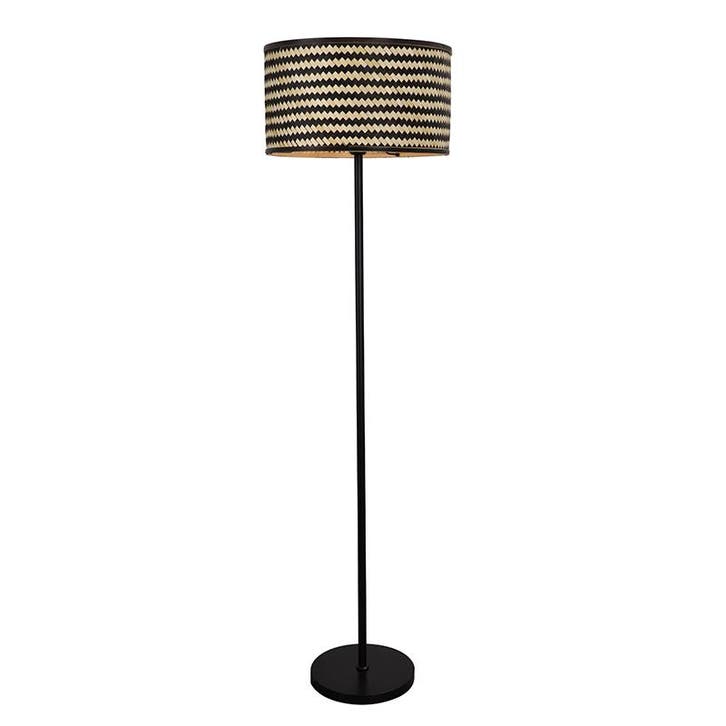 Bamboe vloerlamp zwart, Jildau, met schakelaar, Huis en Inrichting, Lampen | Vloerlampen, Nieuw, Metaal, 150 tot 200 cm, Ophalen of Verzenden