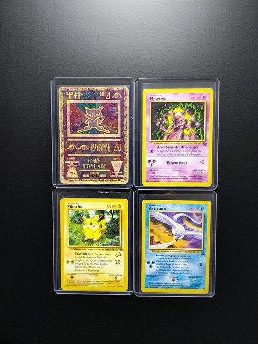 Pokémon - 4 Card - Ancient Mew - Mewtwo - Pikachu - Articuno, Hobby en Vrije tijd, Verzamelkaartspellen | Pokémon