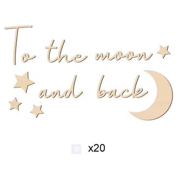 Houten wand tekst decoratie To the Moon and Back, Kinderen en Baby's, Kinderkamer | Inrichting en Decoratie, Beige, Losse elementen