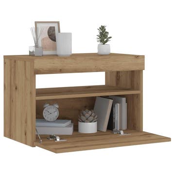 vidaXL Nachtkastje met LED 60x35x40 cm bewerkt hout, Huis en Inrichting, Slaapkamer | Nachtkastjes, Minder dan 45 cm, Verzenden