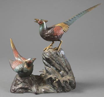 Large Vintage Japanese Polychrome Bronze / Metalwork