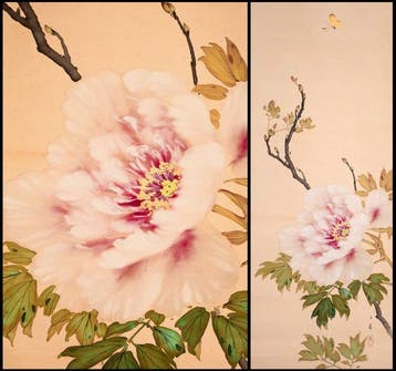 Japanse hangende rol “Pioenrozen en Vlinder” -