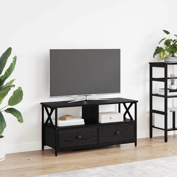 vidaXL TV-kast Zwart Eiken 90 x 33 x 45 cm Engineered hout, Minder dan 50 cm, Verzenden, Nieuw, Minder dan 100 cm