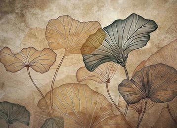 Nostalgic Tropics fotobehang - 375x270 cm - Ook op maat, Verzenden, Botanisch, bladeren, nostalgisch, trendy