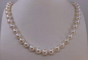 Halsketting 9×9,5 mm Akoya parels, Nieuw