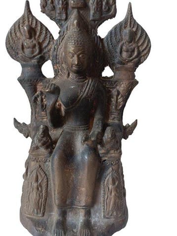 Boeddhistisch altaar - beeldhouwwerk - Cambodja (zonder, Antiek en Kunst