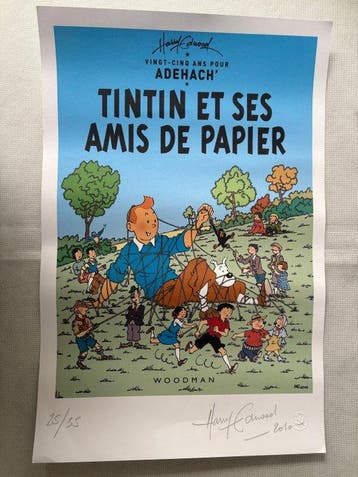 Tintin - Tintin - hommage à Hergé - 1 Lithografie - 2010, Nieuw