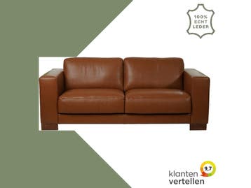 Leren bank Clear - 2,5 zits - Elegance Cognac (cognac) -, Huis en Inrichting, Banken | Bankstellen, Bohemian, Eigentijds, Modern, Retro, Vintage
