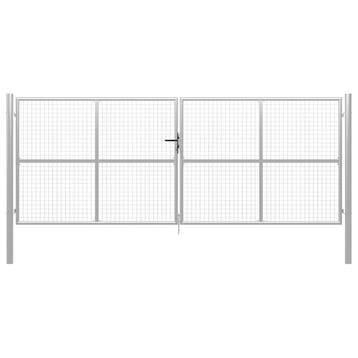 vidaXL Tuinpoort gegalvaniseerd staal 400x150 cm zilver, Verzenden, Nieuw