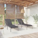 vidaXL Ligbedden 2 st met tafel poly rattan grijs, Verzenden, Nieuw