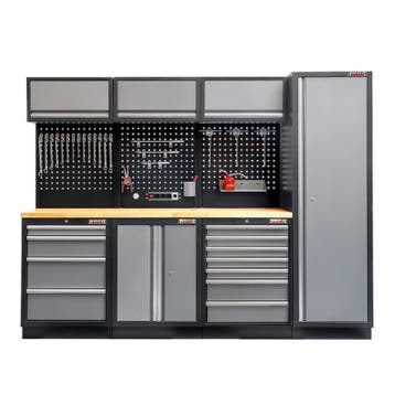 Werkbank set met hoge kast, gereedschapswand matzwart, 3 x, Ophalen of Verzenden, Nieuw