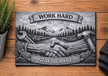 Work Hard Stay Humble wandbord 30x20 cm – aluminium Dibond, Eigen ontwerp, Vintage, Nieuw, Wandbord of Wandpaneel
