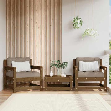 vidaXL Tuinstoelen 2 st massief grenenhout honingbruin, Verzenden, Nieuw, Tuinset