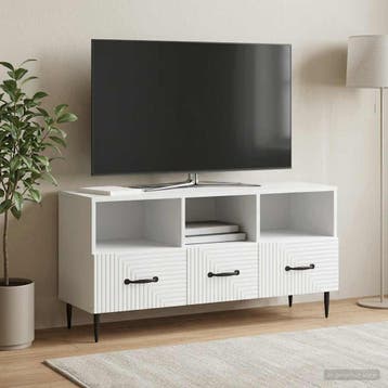 vidaXL TV-kast met lade Wit 102 x 34,5 x 50 cm Bewerkt hout, Huis en Inrichting, Kasten | Televisiemeubels, Minder dan 50 cm, Verzenden
