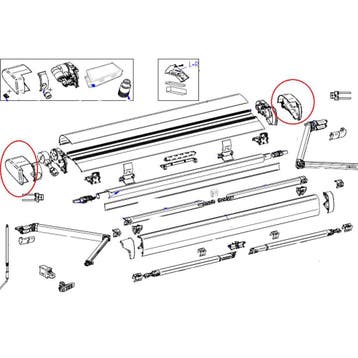 Thule 6300 Eindkap LH+RH Antraciet, Caravans en Kamperen, Ophalen of Verzenden, Nieuw, Thule
