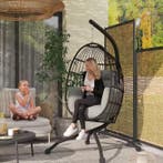 Nieuwe Hangstoel in Ei-vorm met Standaard – Zwart / Grijs, Verzenden, Nieuw