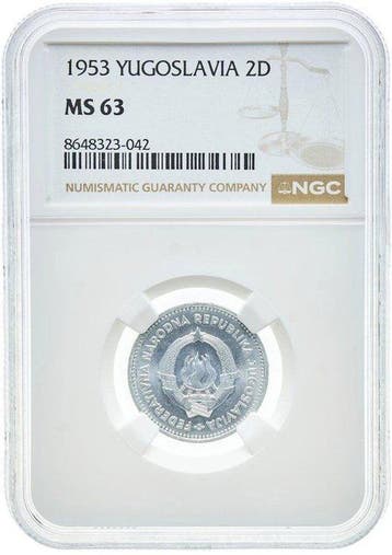 Joegoslavië. 2 Dinar 1953 - NGC MS63 (Zonder minimumprijs)