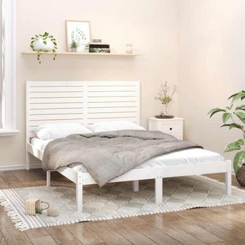 vidaXL Bedframe massief hout wit 120x200 cm, Verzenden, Wit, Nieuw, Twijfelaar